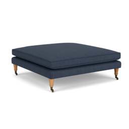 Foot Stool - Indigo - Luxury Italian Linen - Taylor Small - The Cotswold Company