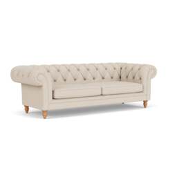 3 Seater Sofa - Lily White - House Linen Mix - Harris Chesterfield - The Cotswold Company