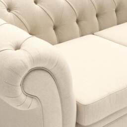 3 Seater Sofa - Lily White - House Linen Mix - Harris Chesterfield - The Cotswold Company - thumbnail 4
