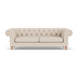 3 Seater Sofa - Lily White - House Linen Mix - Harris Chesterfield - The Cotswold Company - thumbnail 2