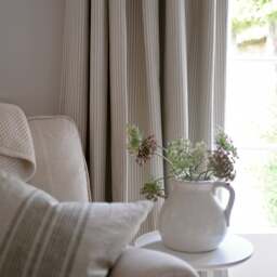 Curtain Pair 117x137cm - Lansdown Ticking Stripe Natural - The Cotswold Company - thumbnail 3
