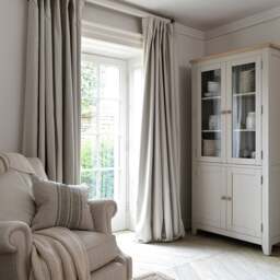 Curtain Pair 117x137cm - Lansdown Ticking Stripe Natural - The Cotswold Company