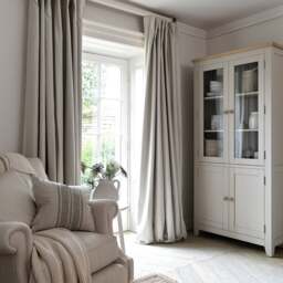 Curtain Pair 117x137cm - Lansdown Ticking Stripe Natural - The Cotswold Company - thumbnail 2