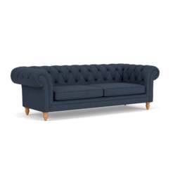 3 Seater Sofa - Indigo - Luxury Italian Linen - Harris Chesterfield - The Cotswold Company