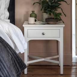 Fairford Soft White 1 Drawer Bedside Table - The Cotswold Company
