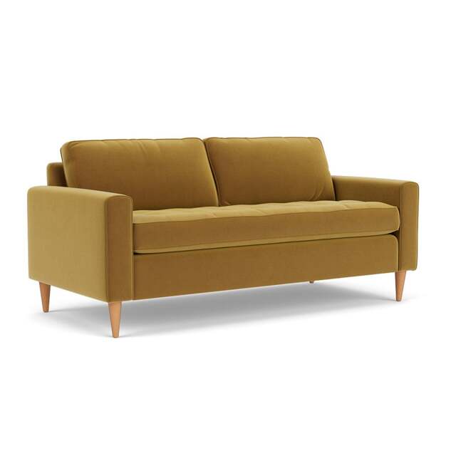 3 Seater Sofa - Mustard - Matt Velvet - Saxon - The Cotswold Company - image 1