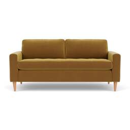 3 Seater Sofa - Mustard - Matt Velvet - Saxon - The Cotswold Company - thumbnail 2