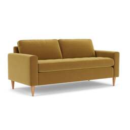 3 Seater Sofa - Mustard - Matt Velvet - Saxon - The Cotswold Company - thumbnail 1