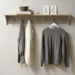 7 Coat Peg Shelf (130cm) - Chester Dove Grey - The Cotswold Company - thumbnail 2