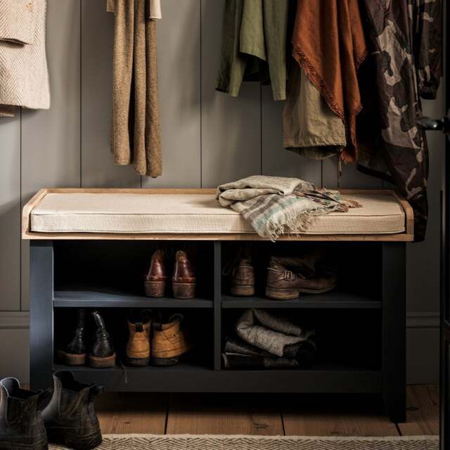 Open Shoe Storage Bench - Chester Charcoal - The Cotswold Company - image 1