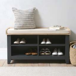 Open Shoe Storage Bench - Chester Charcoal - The Cotswold Company - thumbnail 2