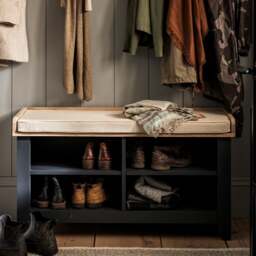 Open Shoe Storage Bench - Chester Charcoal - The Cotswold Company - thumbnail 1