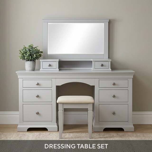 Dressing Table, Mirror and Stool Set - Chantilly Pebble Grey - The Cotswold Company - image 1
