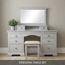Dressing Table, Mirror and Stool Set - Chantilly Pebble Grey - The Cotswold Company - thumbnail 1