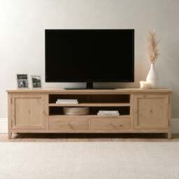 Inglesham Whitewash Oak XXL TV Stand up to 90 - The Cotswold Company - thumbnail 1