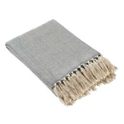 Herringbone Woven Throw Pale Blue - Home Accessories - The Cotswold Company - thumbnail 2