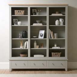 Grand Bookcase - Chester Dove Grey - The Cotswold Company