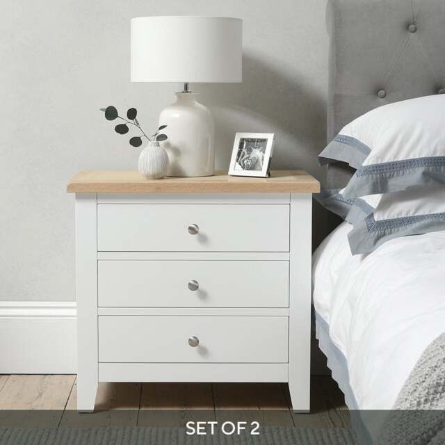 Set of 2 Jumbo Bedside Tables - Chester Pure White - The Cotswold Company - image 1