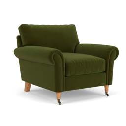Armchair - Forest Green - Matt Velvet - Osbourne - The Cotswold Company