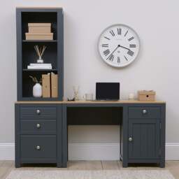 Chalford Inky Blue Desk with Bookcase and Filing Cabinet - The Cotswold Company - thumbnail 2