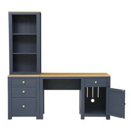 Chalford Inky Blue Desk with Bookcase and Filing Cabinet - The Cotswold Company - thumbnail 4