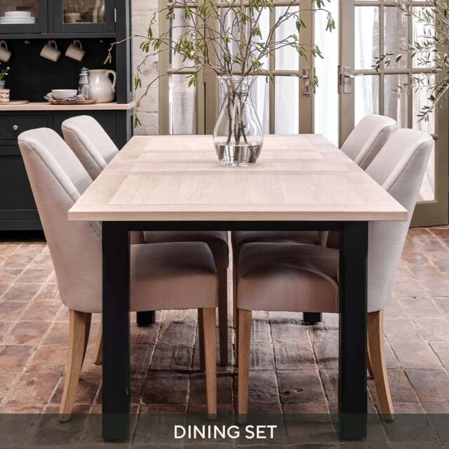 4-6 Seater Extending Dining Table and 4 Tulip Dining Chairs Set - Chester Charcoal - The Cotswold Company - image 1
