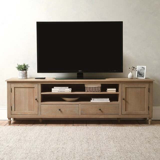 Camille Limewash Oak Xxl Tv Stand up to 90 - The Cotswold Company - image 1