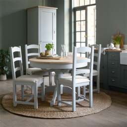 4-6 Seater Round Extending Dining Table - Chester Dove Grey - The Cotswold Company - thumbnail 2