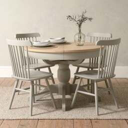 4-6 Seater Round Extending Dining Table - Chester Dove Grey - The Cotswold Company