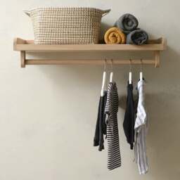 Shelf With Hanging Rail - Chester Oak - The Cotswold Company