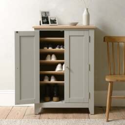 Large Shoe Cupboard - Chester Dove Grey - The Cotswold Company - thumbnail 3