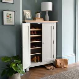 Large Shoe Cupboard - Chester Dove Grey - The Cotswold Company - thumbnail 2