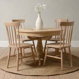 Inglesham Whitewash Oak 4-6 Seater Round Extending Dining Table - The Cotswold Company - thumbnail 1
