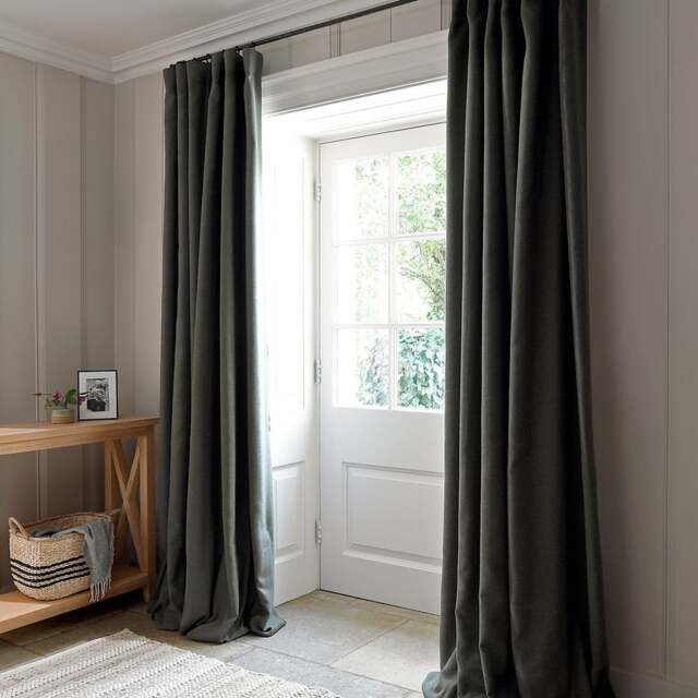 Curtain Pair - 167x137cm - Heathfield Herringbone Weave Moss - The Cotswold Company - image 1