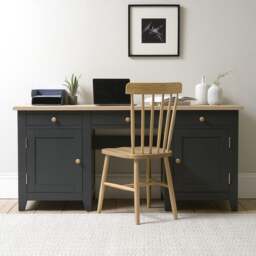 Double Pedestal Desk - Chester Charcoal - The Cotswold Company - thumbnail 2