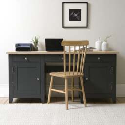 Double Pedestal Desk - Chester Charcoal - The Cotswold Company