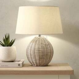 Rattan Medium Table Lamp - Home Accessories - The Cotswold Company - thumbnail 2