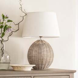 Rattan Medium Table Lamp - Home Accessories - The Cotswold Company - thumbnail 5