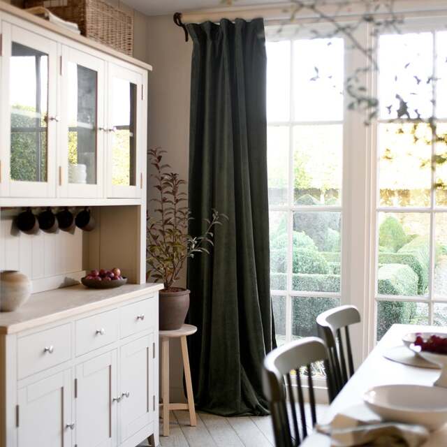 Curtain Pair 135x137cm - Lodgemore Velvet Moss - The Cotswold Company - image 1