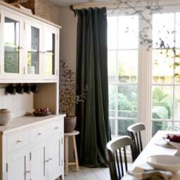 Curtain Pair 135x137cm - Lodgemore Velvet Moss - The Cotswold Company