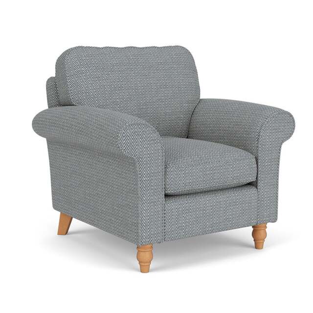 Armchair - Navy - Herringbone Weave - Hurley - The Cotswold Company - image 1