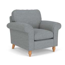Armchair - Navy - Herringbone Weave - Hurley - The Cotswold Company
