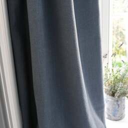 Curtain Pair - 228x182cm - Marling Linen Mix Pale Indigo - The Cotswold Company - thumbnail 2
