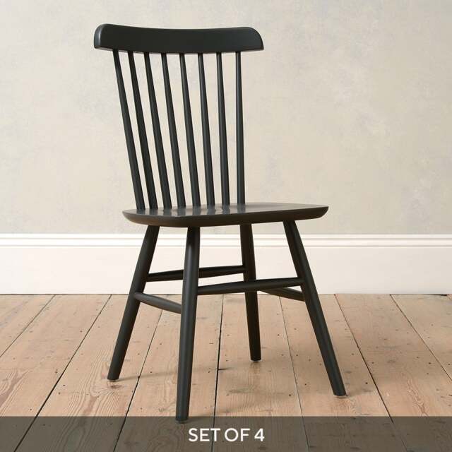 Set of 4  Dining Chairs - Charcoal - Spindleback - The Cotswold Company