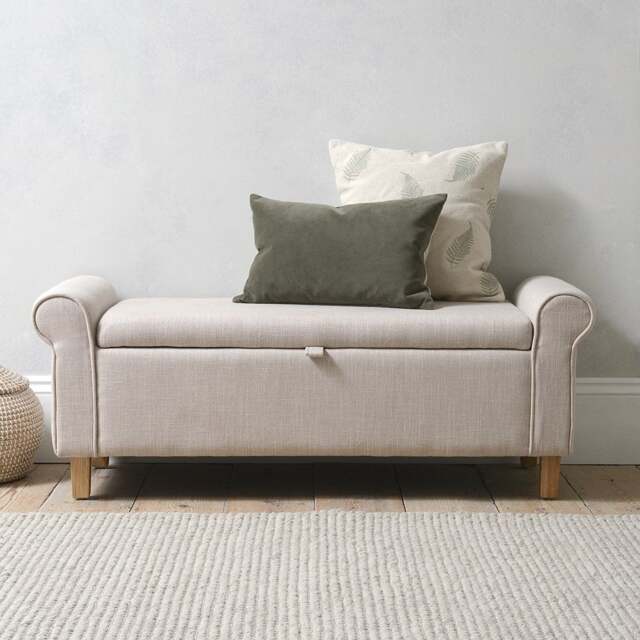Winged Ottoman - Stone Linen - Sherborne - The Cotswold Company - image 1
