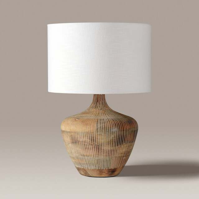Manaia White Wash Textured Wood Table Lamp - Home Accessories - The Cotswold Company - image 1