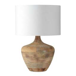 Manaia White Wash Textured Wood Table Lamp - Home Accessories - The Cotswold Company - thumbnail 6