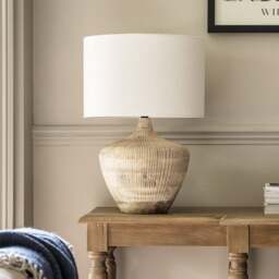 Manaia White Wash Textured Wood Table Lamp - Home Accessories - The Cotswold Company - thumbnail 5