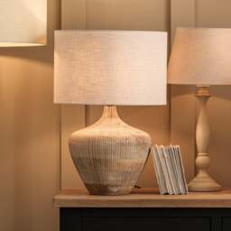Manaia White Wash Textured Wood Table Lamp - Home Accessories - The Cotswold Company - thumbnail 4