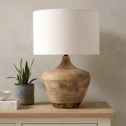 Manaia White Wash Textured Wood Table Lamp - Home Accessories - The Cotswold Company - thumbnail 2